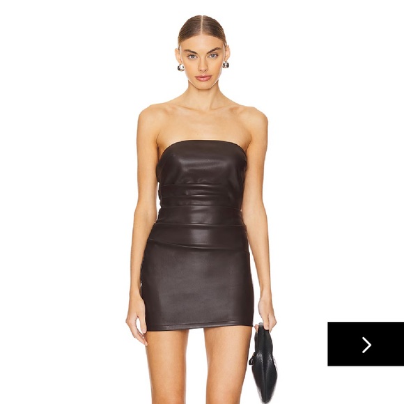 superdown Dresses & Skirts - superdown Stacy chocolate brown faux leather mini Strapless Dress Revolve